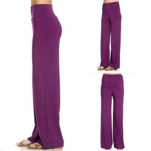 Azules Women's Poly Span Stretch Palazzo Pants, S,M,L,XL, Made in USA, Purple